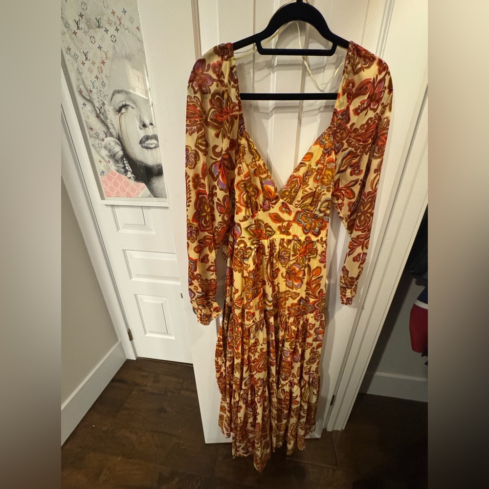 Floral V-Neck Maxi Dress - Multicolor
